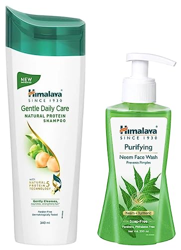 Image of Himalaya Herbals Purifying Neem Face Wash, 200ml And Himalaya Herbals Protein Shampoo with Chickpea, Gentle Daily Care, 400ml