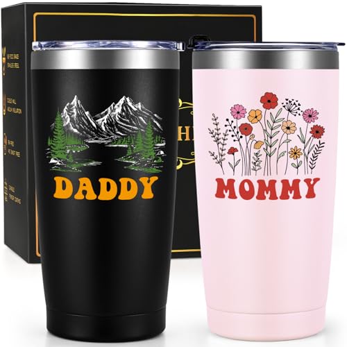 Qtencas Gifts for Parents, Mom and Dad Gifts, Daddy and Mommy insulated Travel Tumbler Set,...