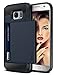 Galaxy S7 Case, Vofolen Slidable Card Holder Galaxy S7 Wallet Case Card Slot ID Pocket Protective Hard Shell Shock Absorbing TPU Rubber Bumper Armor Scratch-proof Case Cover for Galaxy S7 - Navy Blue