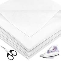Annickee Bügelvlies, 300 x 100 cm Weiß Aufbügelbarer Einlagestoff mit Schere, Bügelflies Leichtes Gewicht Einseitig 50g/m², Vlies zum Aufbügeln für Bügelfalten, Nähhandwerk, Verstärkte Bekleidung