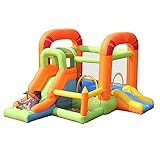 [Quality and environmentally friendly materials]: The Inflatable Castle is made of high-quality environmentally-friendly material. The bottom is thick and non-slip design, wear-resistant, flexible, and has higher bounce force. At the same time, the heightening and sidebar safety protection is added to let your children play. Very safe and secure