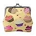 ZUNPNG Münzgeldbörse aus Leder mit Cupcake-Motiv, mit Schnalle, Vintage-Stil, Kiss-Lock Wechselgeldbörse für Damen und Mädchen