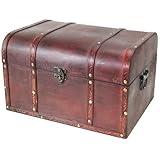 HMF Cofre del tesoro de madera, Baúl grande con cierre metálico vintage para...