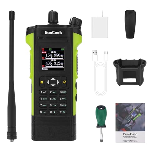 HAMGEEK APX-8000 12W Dual Band Radio Handheld VHF UHF Walkie Talkie with Dual PTT Duplex Working Mode 8800mAh (Green)