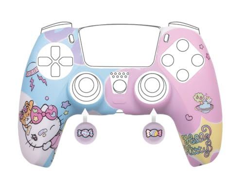 Konix Hello Kitty Funda Protectora para Mando DualSense PS5 - Silicona - Apoyapulgares - Azul y Rosa