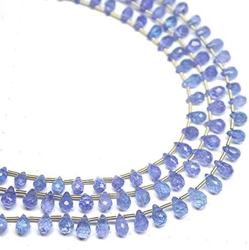 1 Strand Tanzanite Tear Drop Faceted 8'' Long Strand Gemstone Beads, Jewelry Supplies for Jewelry Making, Bulk Beads, for Meditation Jewellery for Reiki Healing Mystic Gemstone Size 4mm to 6mm