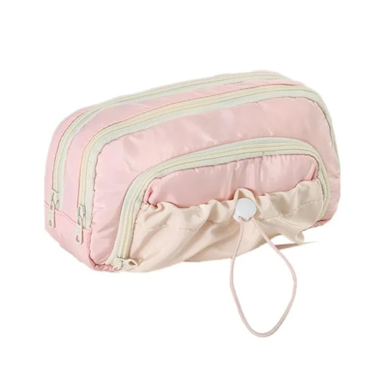 Image of Kawaii Cute Aesthetic Pencil Case for Students | Large Capacity Multi-Pocket Pencil Pouch with Zipper | Cartoon Stationery Organizer Bag for School, College & Office Supplies (Dori - Pink)