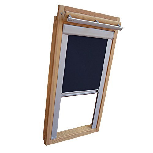 Hochwertiges Verdunkelungsrollo Rollo mit Seitenschienen für Velux DKL/DKU-EP GGU,GPU,GHU,GTU MK08 dunkelblau // Verdunkelungsrollo/Verdunkelungs-Rollo/Fensterrollo
