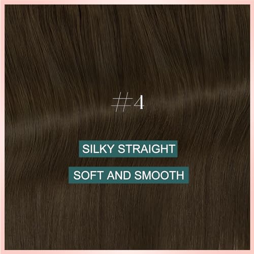 Image of Easyouth Wire Hair Extensions Brown Human Hair Wire Extensions Medium Brown Human Hair Fish Line Extension 80g 18 Inch Invisible Wire Hair Extension Easy to Put on