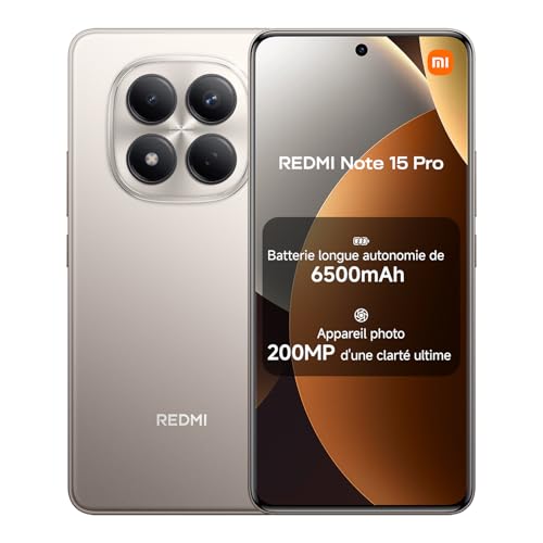 Xiaomi REDMI Note 15 Pro, Smartphone 8+256Go, Batterie Longue autonomie 6500mAh, Appareil Photo 200 Mpx, Résistance à l'eau IP65, Écran AMOLED FHD+ 6,77