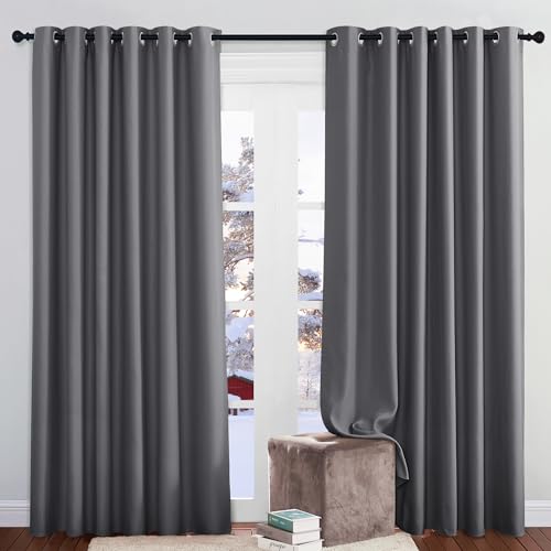 PONY DANCE Vorhang Grau Blickdicht 2er Set H 210 x B 200 cm...