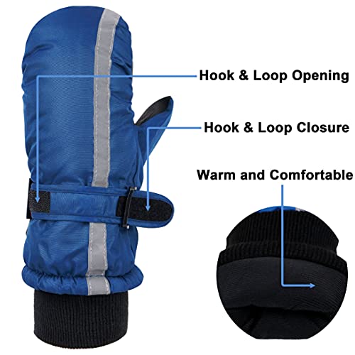 SimpliKids Kids Gloves Winter Mittens Insulation Waterproof Boys Snowboard Mittens,S,Navy