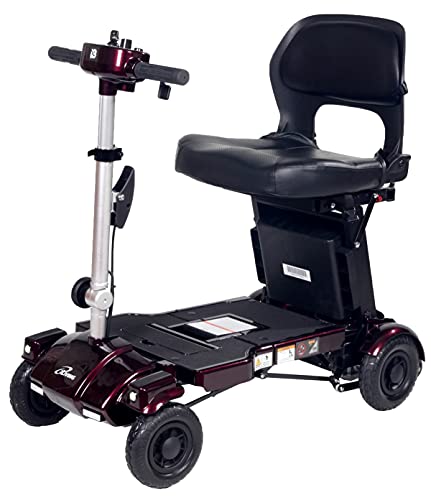 iLiving i3 Foldable Electric Scooter Mobility for Seniors and Adults, Alternative to Wheelchair, Portable and Travel Friendly – Upgraded Seat, 17 Inch, 53 Pounds (Burgundy)