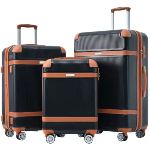 Hard Shell Luggage Set 3 Piece Suitcase Double Spinner 8 Wheel Suitcase with TSA Lock Lightweight 20''24''28''