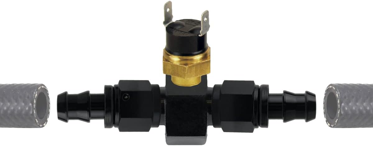 11" Engine Transmission Oil Cooler 6" Inch Electric Cooling Fan & 6AN In-line Hose Thermostat Switch Wiring Kit (180'F On - 165'F Off)