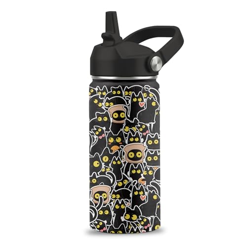 With Straw Lid, Stainless Steel Insulated Tumbler, Cute Cats