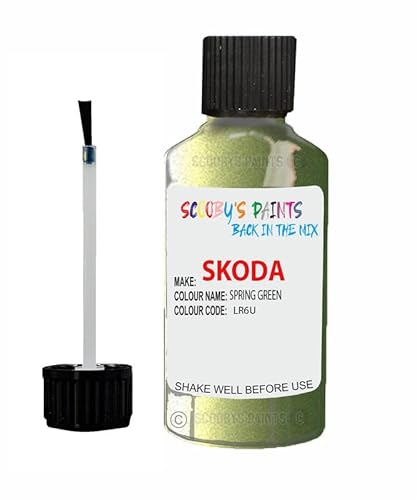Scoobys Paints Back In The Mix Spring Green Touch Up Paint For Skoda Citigo Lr6u 2012-2017 30Ml Bottle Brush Scratch Stone Chip Repair Pen