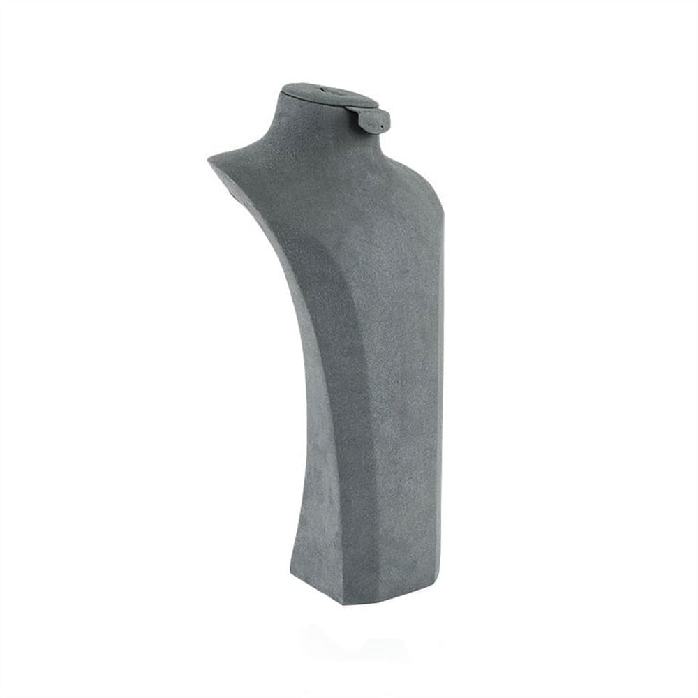 QINGGANG-0224 jewelry organizer Gray Microfiber Necklace Display Stand Portrait Mannequin Neck Jewelry Jewelry Window Display Stand for dressing table(Large)