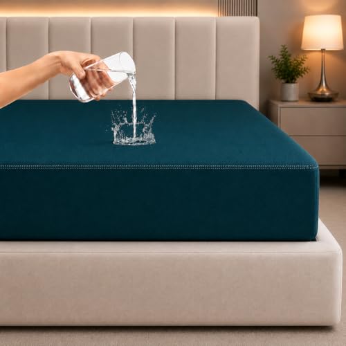 Image of La Verne 100% Waterproof Premium Cotton Feel Mattress Protector Queen Size 78 x 60 Inches | Breathable and Hypoallergenic Ultra Soft Fitted Bed Protector Cover
