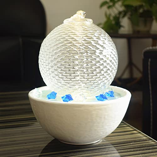 Andady Ceramic And Glass Tabletop Fountain For Home Indoor Decoration Table Desk Office cover