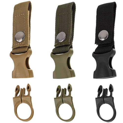 3 - Piece Set of Outdoor Bottle Holder Belt Clips - Nylon Webbing Buckle Straps with Carabiner, Ideal for Cycling, Camping, Hiking & Travel