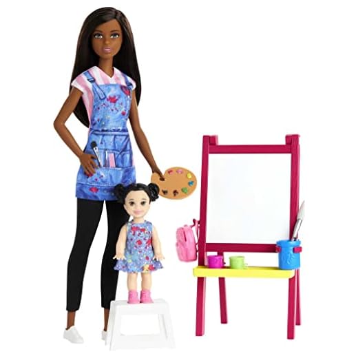 Barbie Quiero Ser Maestra de Arte, Muñeca Latina con Bebé y Accesorios (Mattel GJM30)
