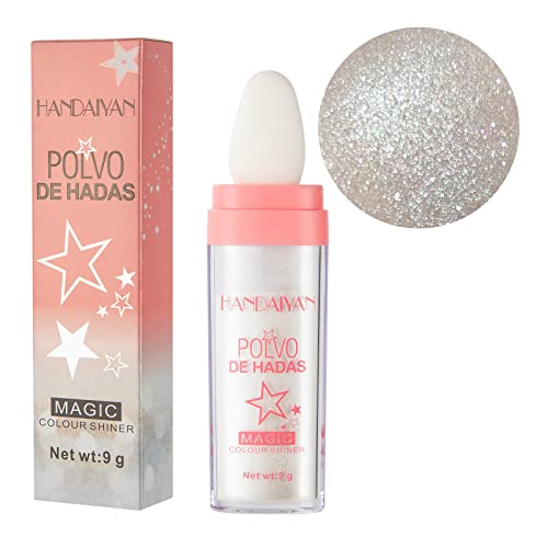 Highlighter Powder Stick Makeup,Body Glitter Shimmer and Shine High Gloss Blush Contour Powder Makeup,Smooth Sparkle Patting Powder for Face Eyes Lips Hair Body Glow. (White Moonbeam 1 pcs)