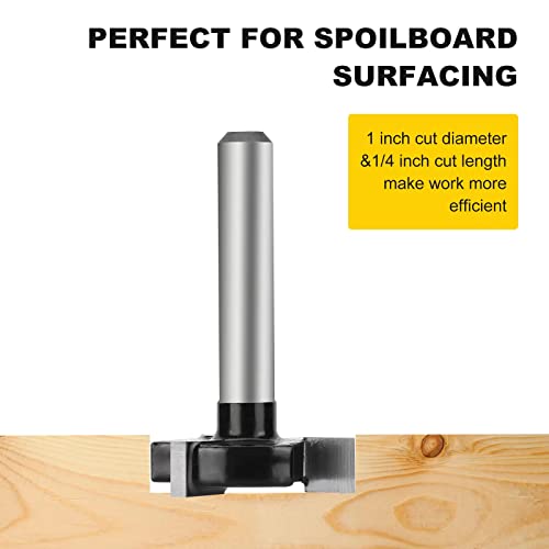 Cnc Spoilboard Surfacing Router Bits,1/4 Inch Shank 1Inch Cutting Diameter , Slab Flattening Router Bit Planing Bit Wood Planing Bit Dado Planer Perfectly Forsurfacing, Rabbeting, Flycutter, Leveler, Surface Planer(Carbide) #TOP3