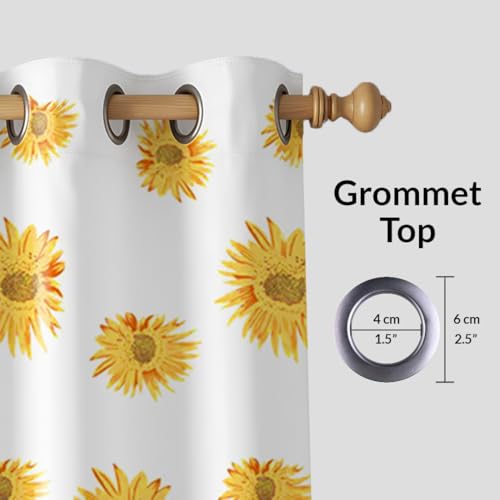 Image of HOMEMONDE Duck Curtain Window 5 Feet 1 Piece- Floral Printed Room Darkening Curtain with Eyelets - (60 Inches, Sunflower Yellow)