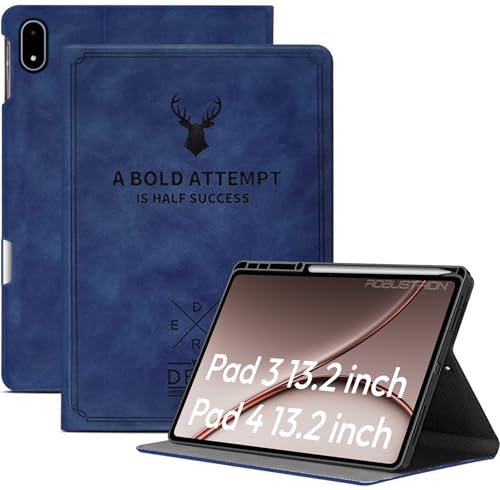 Image of Robustrion Cover Case for OnePlus Pad 4 / OnePlus Pad 3 13.2 inch Cover with [Pencil Holder], Deer Pattern Cover Case for One Plus Pad 4 / Pad 3 Cover 13.2 inch - Blue