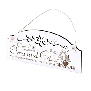 Schild Oma & Opa Geschenk Spruch- Hier wohnen Oma & Opa – Großeltern Türschild Holzschild