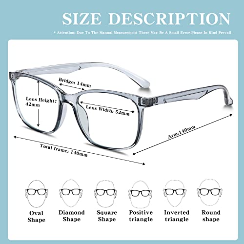 Oilway Blue Light Blocking Glasses for Women Men 3 Pack Computer Reading/Gaming/TV/Phones Glasses Anti Eyestrain and UV Glare, A1 Black + Transparent + Grey, 62
