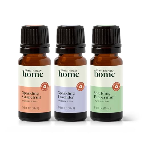Plant Therapy Home Sparkling Laundry Essential Oil Blends Set of 3, Peppermint, Grapefruit & Lavender, Pure, Undiluted, Wash Fragrance and Scent Enhancer