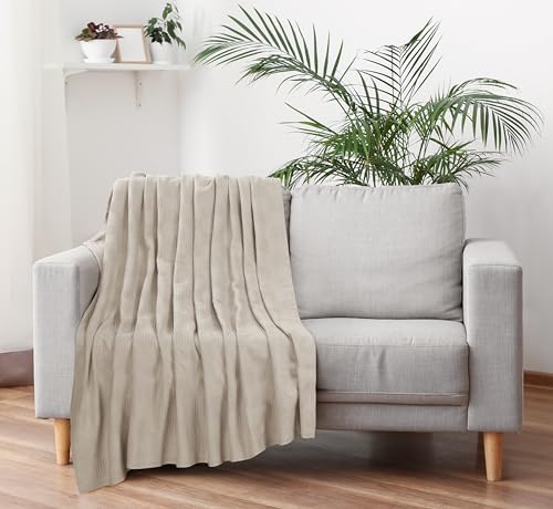 Image of Utopia Bedding 100% Cotton Thermal Blanket Khaki Throw Size Soft, Lightweight, Breathable, Cozy Spring and Summer Blanket for Couch and Sofa, Home Room Decor Gifts for Women and Men (50x60 Inches)