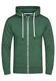 behype. Herren Basic Sweatjacke Sweatshirt weicher Hoodie mit Kapuze Kapuzenpullover BH_7655-Grün-XXL