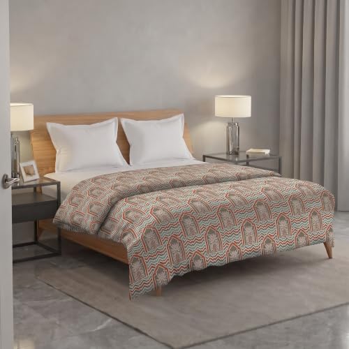 Image of Trance Home Linen 100% Cotton Printed Zippered ONLY Single Size Duvet Cover /Blanket Cover /Quilt Cover | Comforter Cover /Razai Cover | (60 x 92 Inch | Mihrab Green)