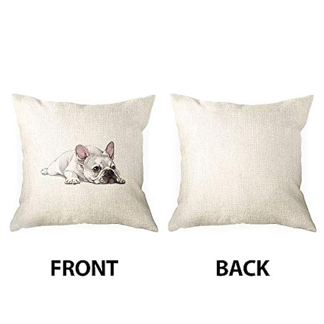 WIRESTER Sofa Pillow Case, Decorative Throw Pillow Cushion Cover for Home Office 18 x 18 Inch - French Bulldog Dog Lying Down Looking Up