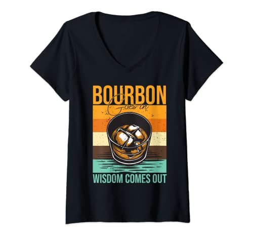 Mujer Declaraciones de bebedores de bourbons vintage Fan de dicho divertido Camiseta Cuello V