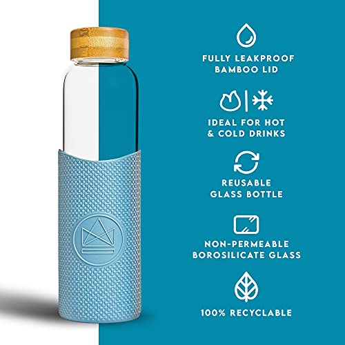 Neon Kactus Glass Water Bottle, Pastel Blue, 550 ml - Image 4