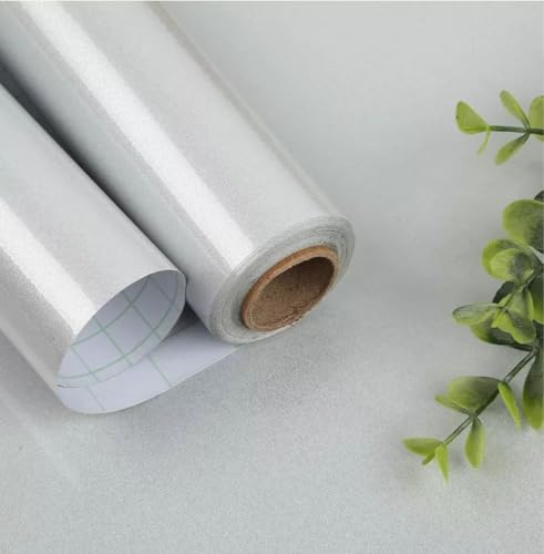 Image of Vinyl Contact Paper Decorative for Cabinets Countertops Kitchen Shelves Liner Self Adhesive Film Peel and Stick Waterproof Removable Wallpaper (Inches 24 x 72, Silver Brush)
