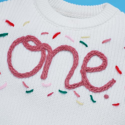 ODASDO Baby Girls Boys First Birthday Outfit One Embroidery Sweater Knitted Pullover Sweatshirt Knitwear Fall Winter Clothes3
