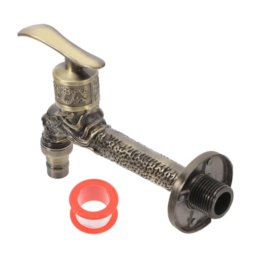Homoyoyo Grifo de Agua con Diseño de Dragón Vintage Resistente al Clima Frío Grifo de Pared Antiguo para Fregaderos y