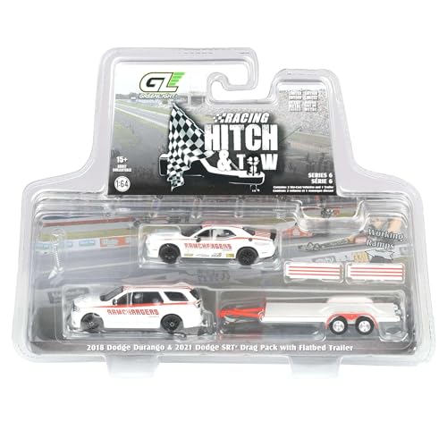 Greenlight 1/64 2018 Dodge Durango con Remolque y Dodge Challenger miniatura 1