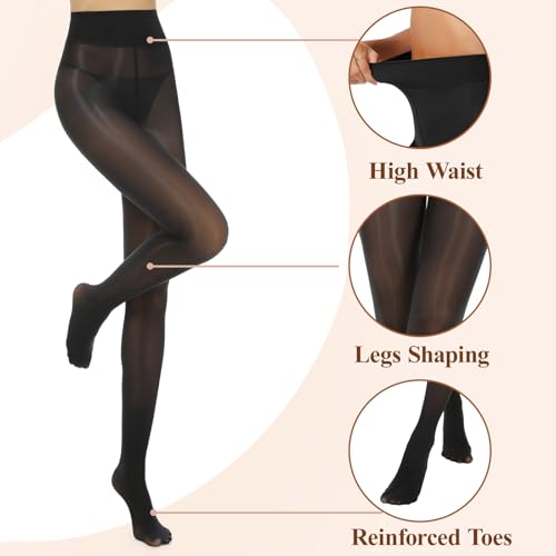2 Pairs Shiny Pantyhose for Women High Waist Silk Oil Shimmer Sheer Tights2