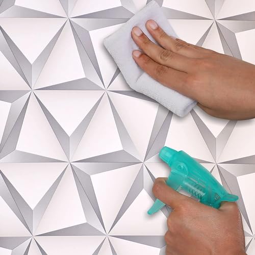 Image of FOKRIM Wallpaper for Wall Sticker for Home,Office White Shadow 45x300 45x300cm Sticker Wallpaper Peel and Stick Hexagon Removable Self Adhesive Waterproof Wallpaper(Pack of 1)