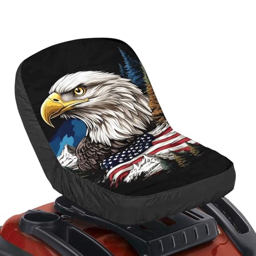 Tomeusey Riding Lawn Mower Seat Cover, American Flag Eagle Mountain Print Tractors Seat Cushion, Universal Tractor Accessories for Lawn Mower