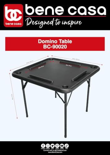 Image of Bene Casa Black Domino Table, Premium Domino and Game Table /Professional-Grade Gaming Table, 38 inchx38 inch