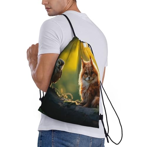 Bird Fox print Drawstring Bag Sack Gym Bag Ditty Bag for Gym Traveling, Hiking, Yoga, Shopping for Adult3