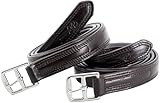 Jeereal Stability English Stirrup Leathers with Strong Nylon Core for Equestrian Riding (Black Brown, 58