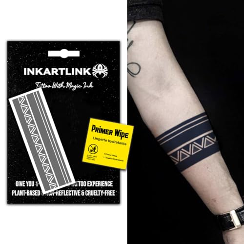 INKARTLINK Semi-Permanent Temporary Tattoos, Realistic Arm Tattoos, Waterproof and Non-reflective, Exquisite Packaging, Unique Design (Armband 1)
